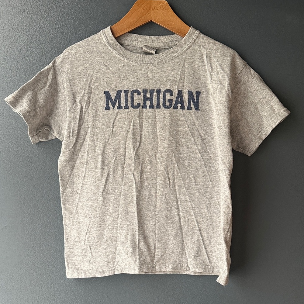 〽️ MICHIGAN Gildan Gray Michigan youth Short Sleeve Tee size small kids blue